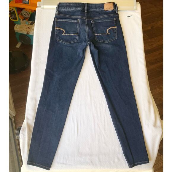 American Eagle Outfitters Women’s Waxed Denim Skinny Jeans size 2 Short, Blue - Picture 10 of 10